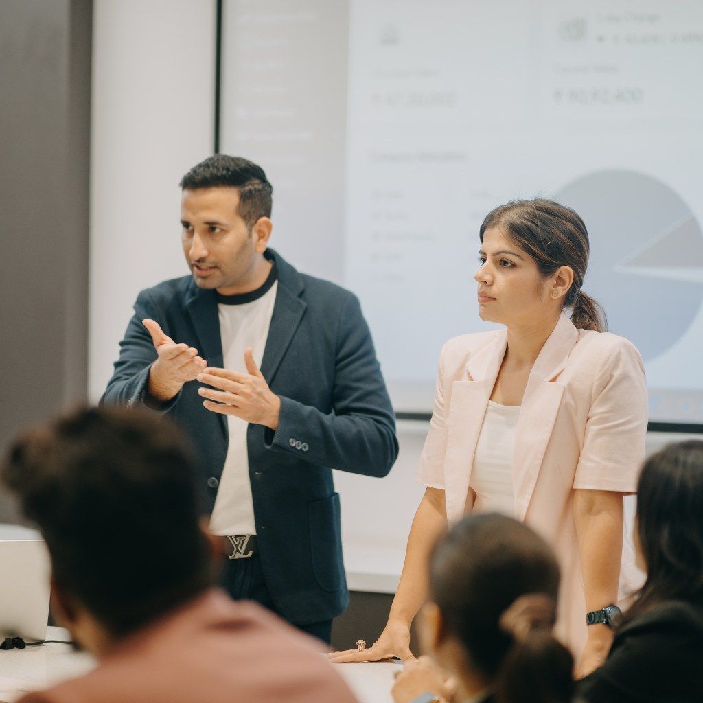 Wethonic founder Piyush Shangari briefing colleagues